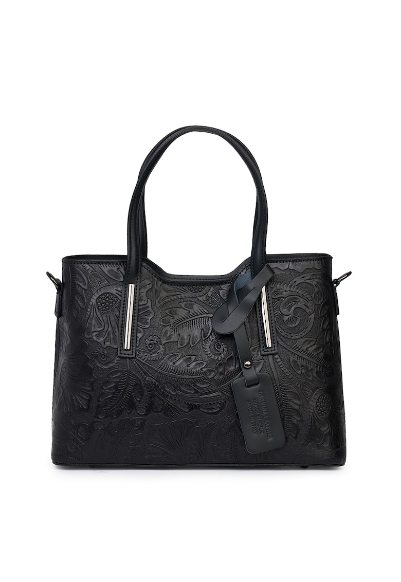 Oferte la Geanta din piele naturala cu model floral Samantha - Negru
