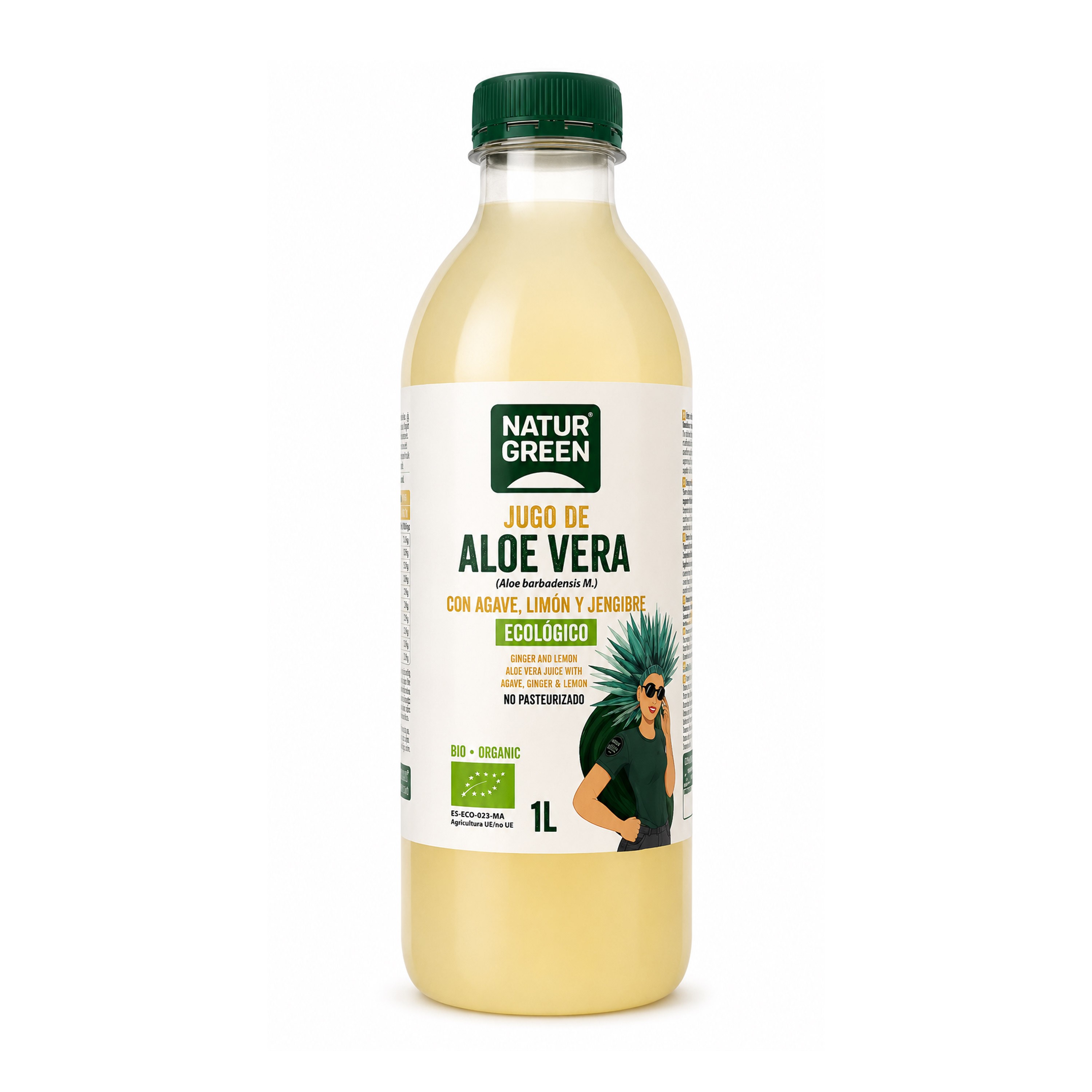 Oferte la Suc bio de aloe vera cu agave, lămâie și ghimbir, 1l Natur Green