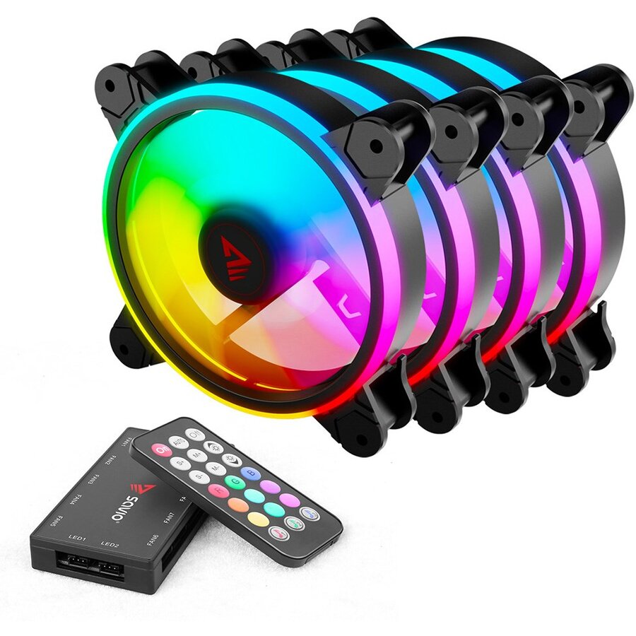 Oferte la Ventilator Carcasa x4 FAN-01  120mm ARGB Remote Control Negru