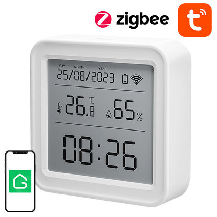 Oferte la Senzor Inteligent de Temperatura si Umiditate ST17 LCD Tuya Ecran LCD  Alb