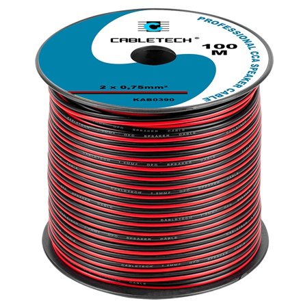 Oferte la Cablu difuzor CCA, 2 x 0.75 mm2, culoare negru-rosu, rola 100m KAB0390