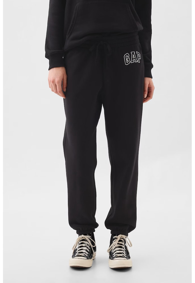 Oferte la Pantaloni de trening din bumbac cu logo si snur - Negru stins