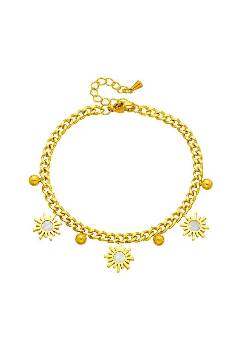 Bratara aurie - din otel inoxidabil 316L - placata cu aur 18K PVD - cu piese in forma de soare - Erica C3