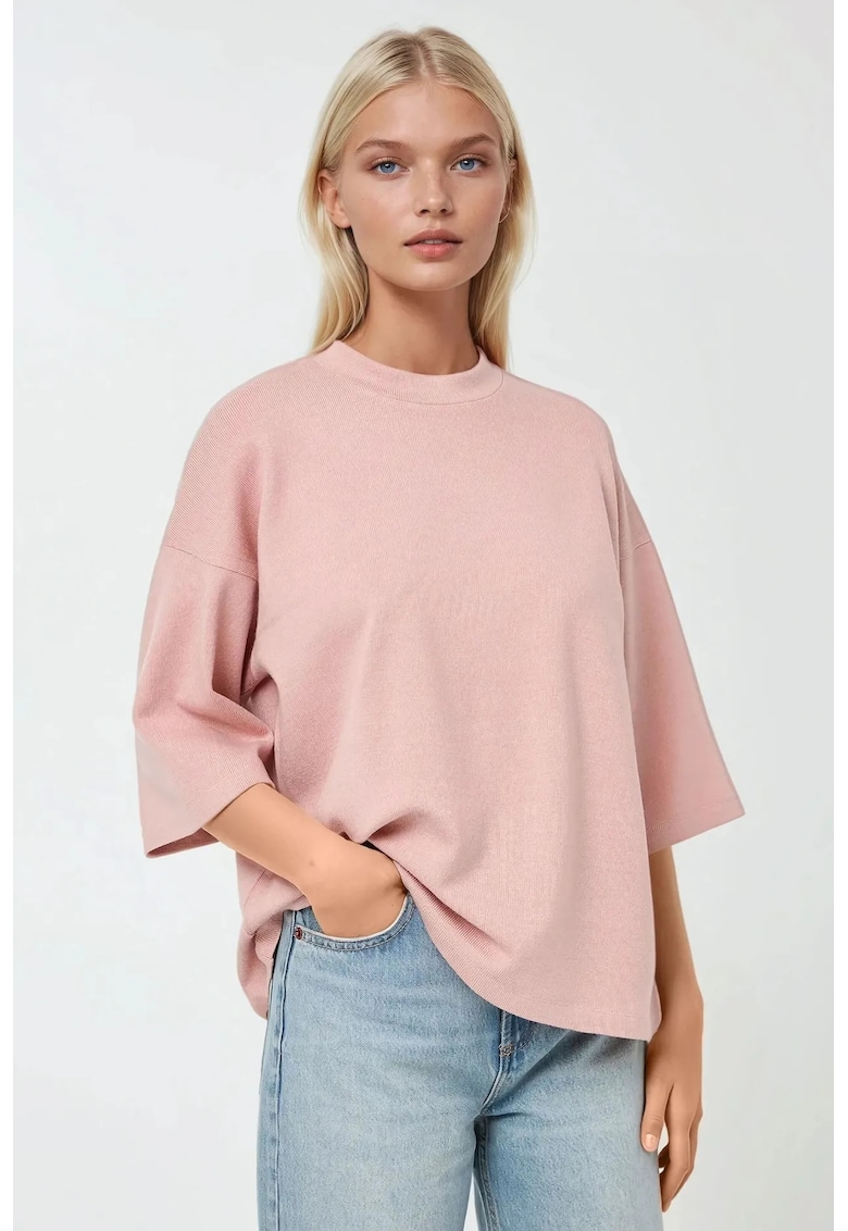 Oferte la Tricou dama  decolteu rotund - bumbac - croiala lejera - roz