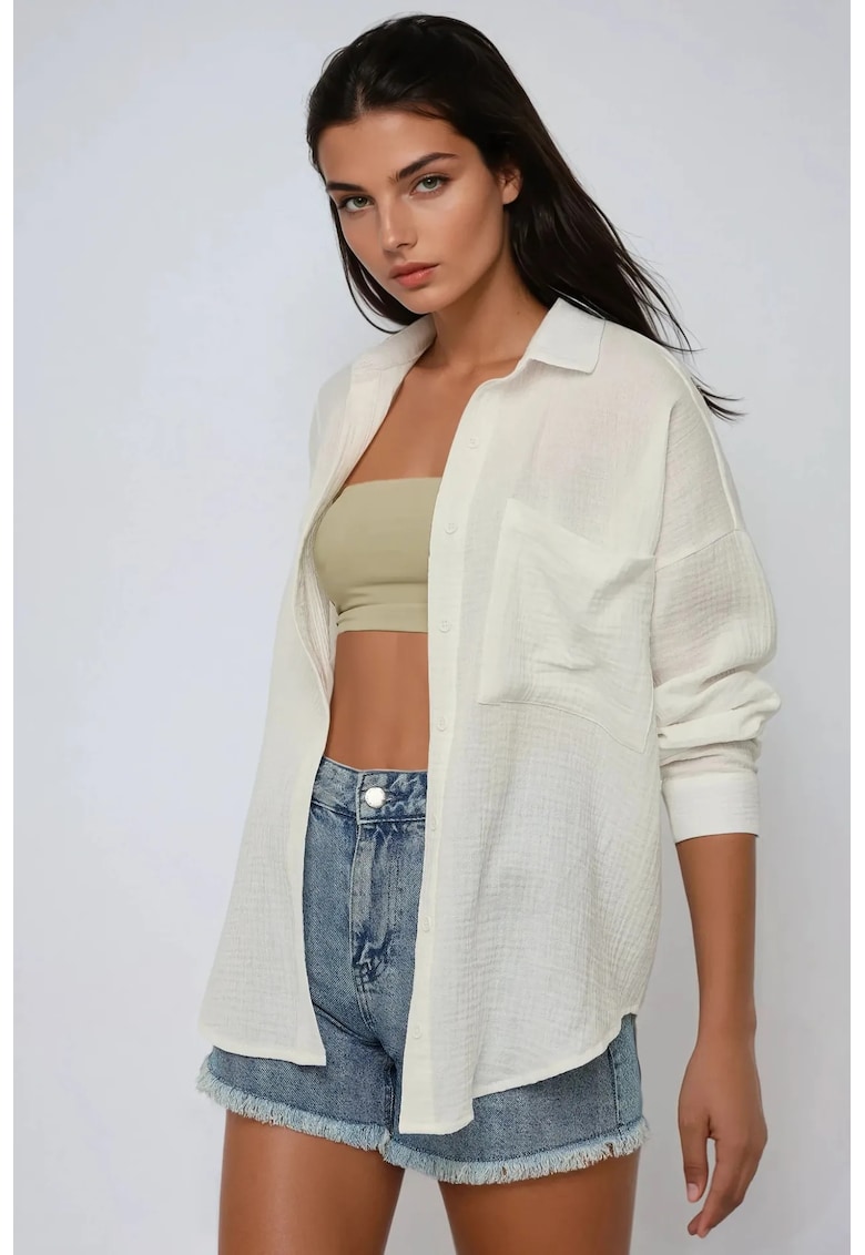Oferte la Camasa supradimensionata dama -  bumbac - alb