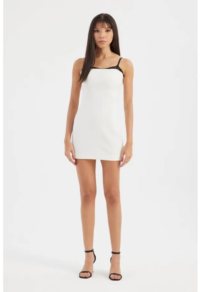 Oferte la Rochie mini -  decolteu inima - bretele spaghete - textil - Alb -