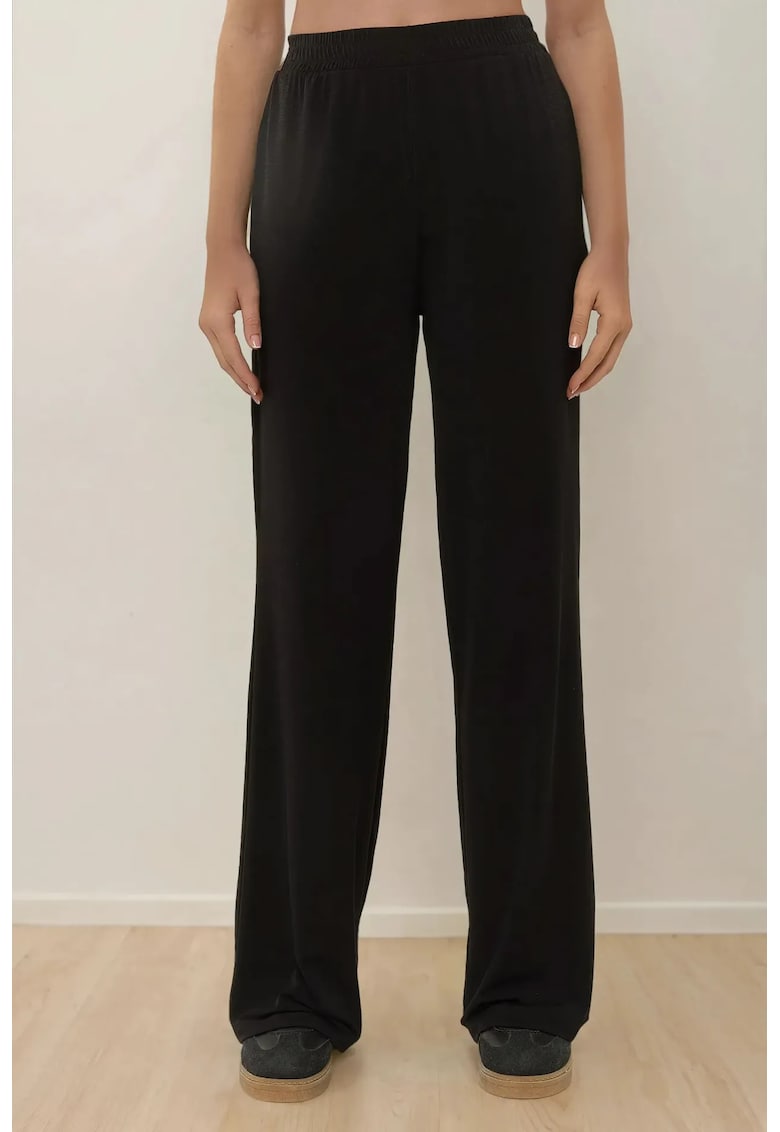 Oferte la Pantaloni dama -  cu talie elastica - negru - poliester si elastan