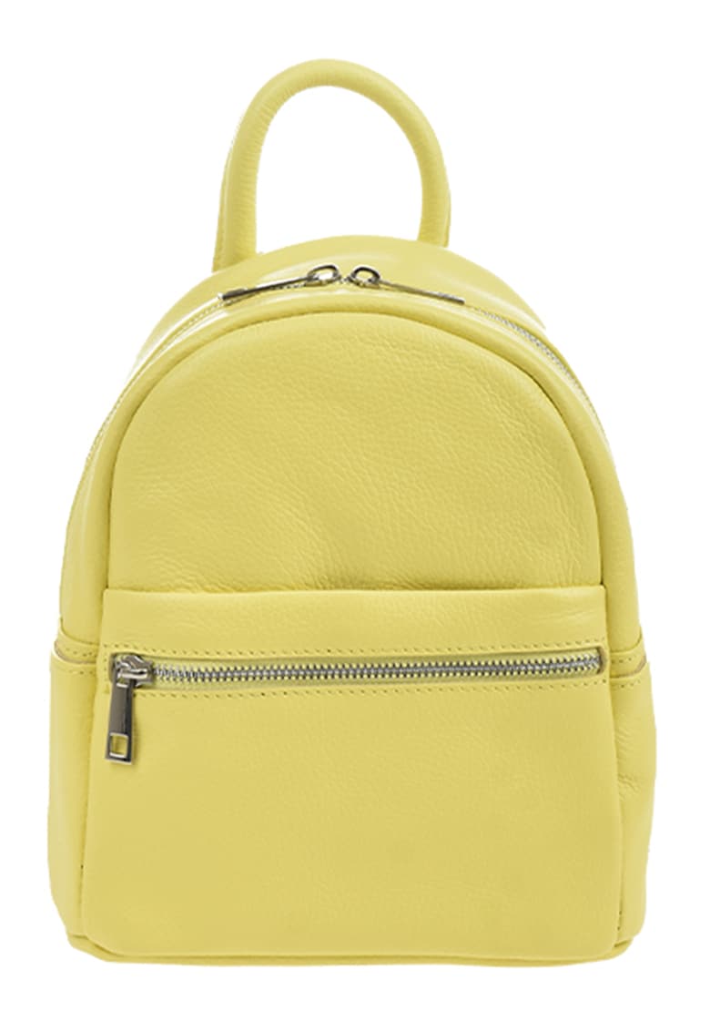 Oferte la Rucsac de piele cu buzunar cu fermoar - Galben