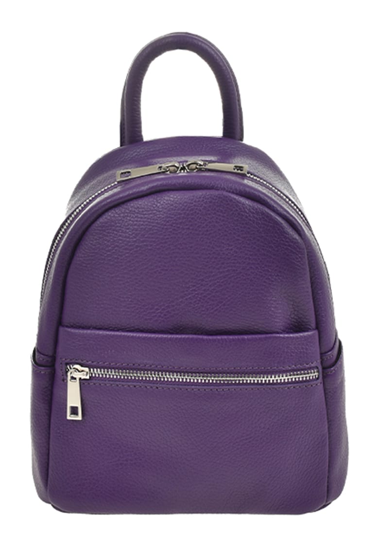 Oferte la Rucsac de piele cu buzunar cu fermoar - Violet