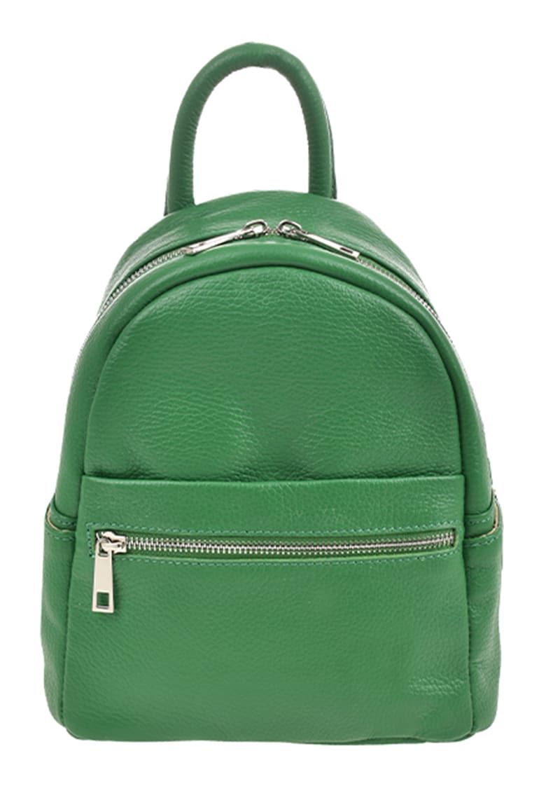 Oferte la Rucsac de piele cu buzunar cu fermoar - Verde