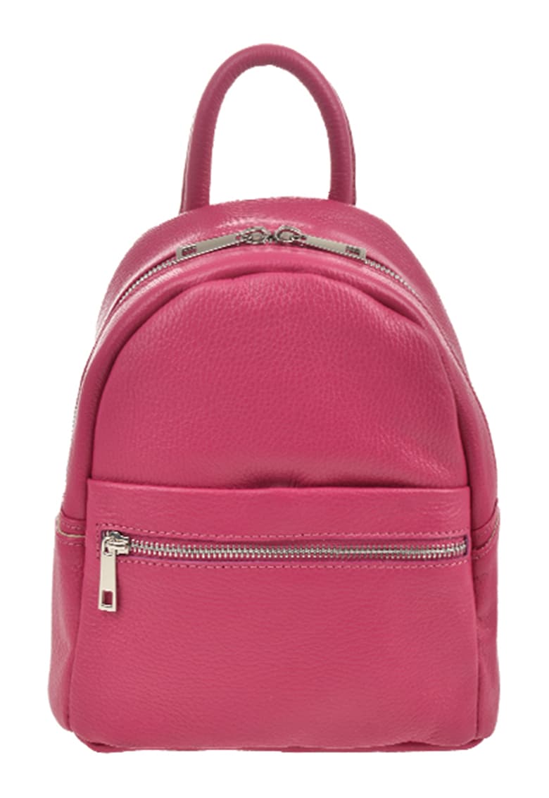 Oferte la Rucsac de piele cu buzunar cu fermoar - Fucsia