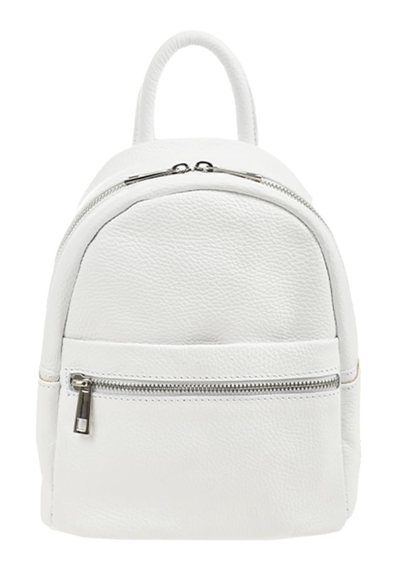 Oferte la Rucsac de piele cu buzunar cu fermoar - Alb