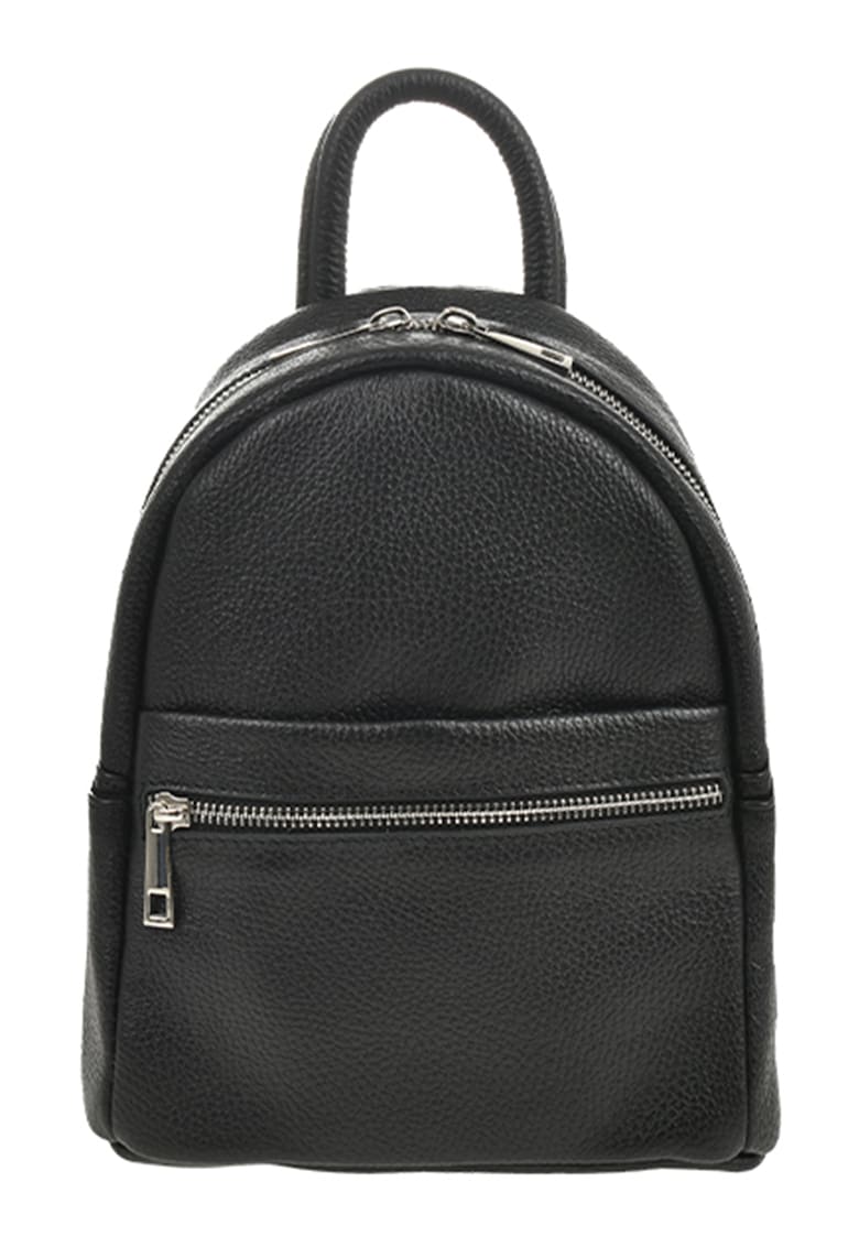 Oferte la Rucsac de piele cu buzunar cu fermoar - Negru