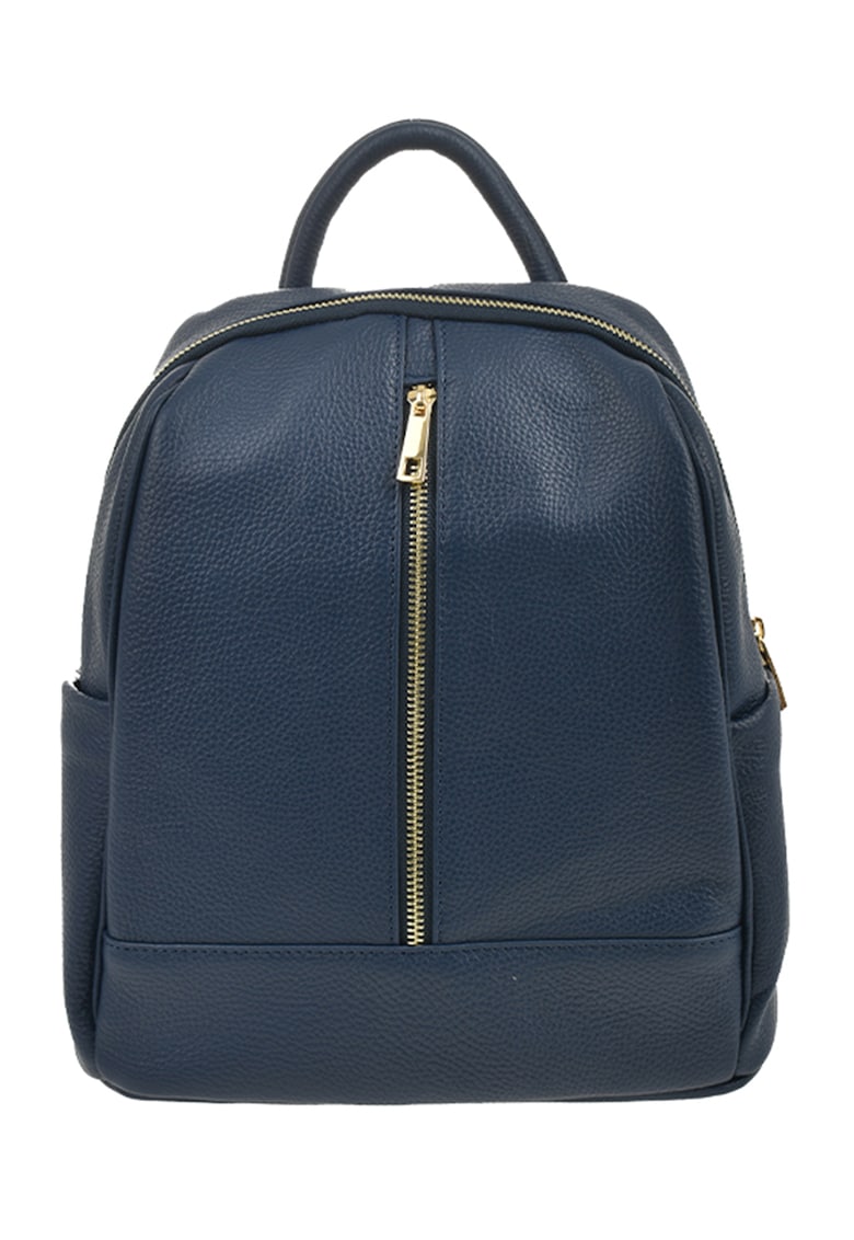 Oferte la Rucsac de piele cu buzunare exterioare - Albastru inchis