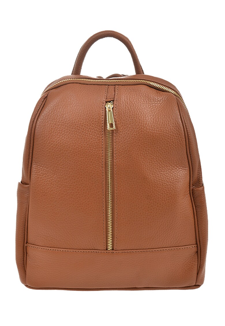 Oferte la Rucsac de piele cu buzunare exterioare - Caramel