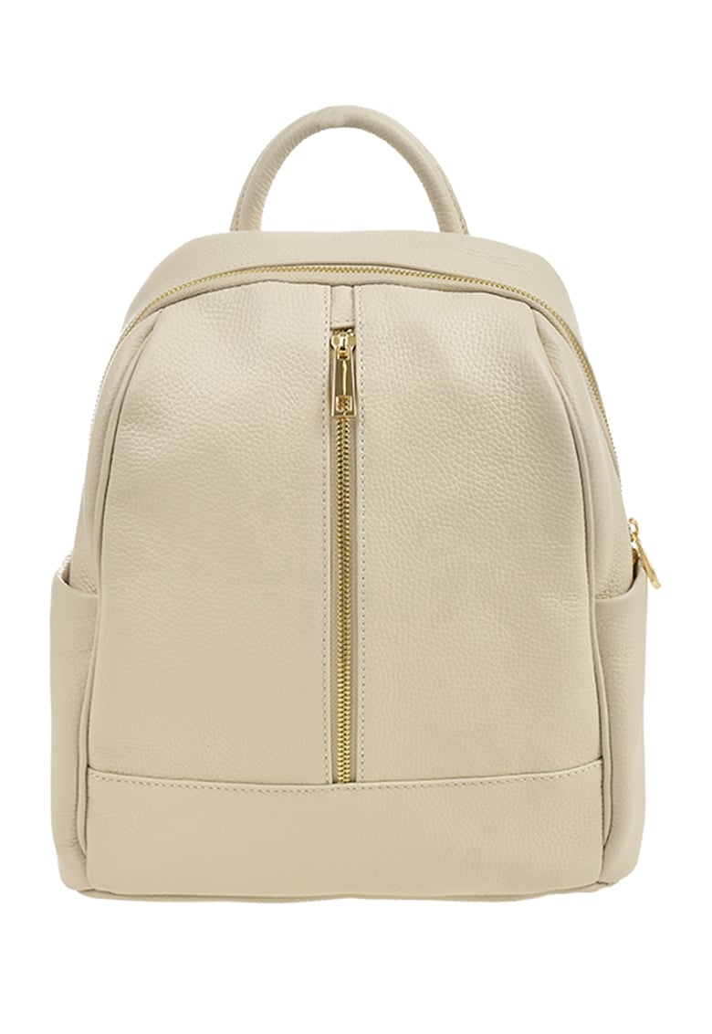 Oferte la Rucsac de piele cu buzunare exterioare - Bej deschis