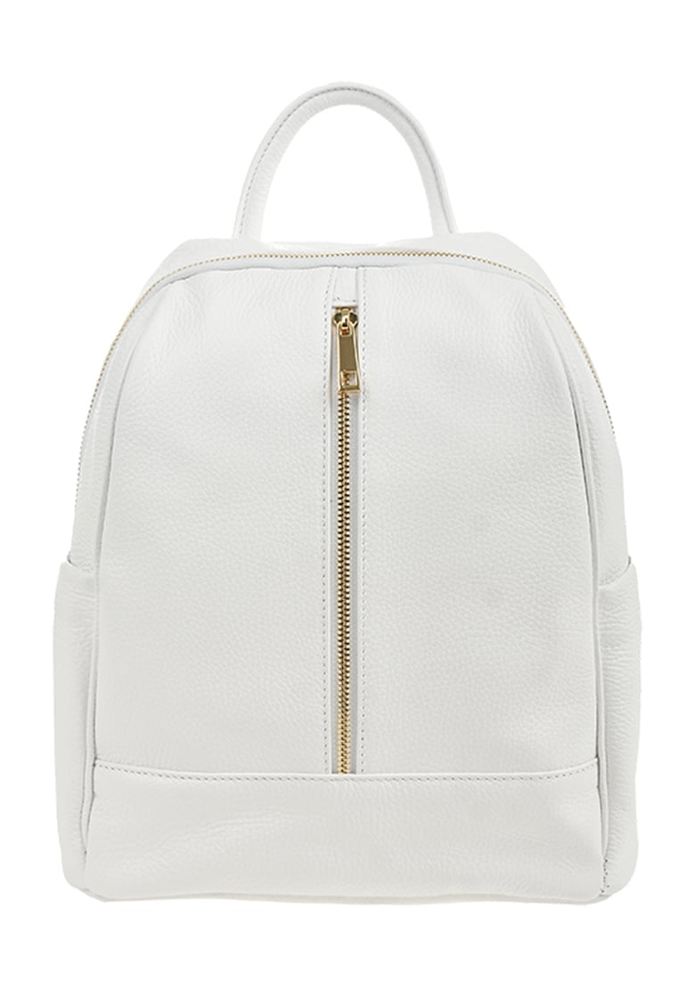Oferte la Rucsac de piele cu buzunare exterioare - Alb