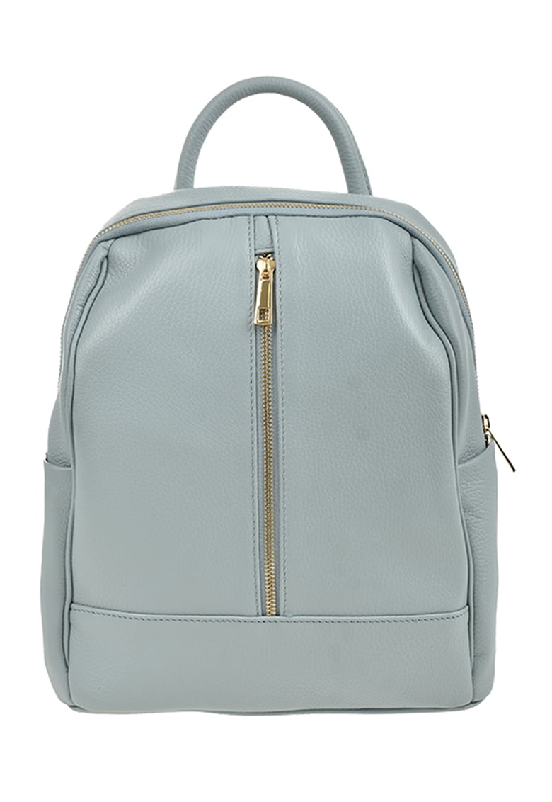Oferte la Rucsac de piele cu buzunare exterioare - Albastru prafuit