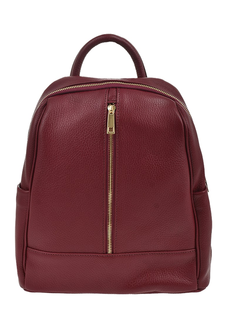 Oferte la Rucsac de piele cu buzunare exterioare - Visiniu