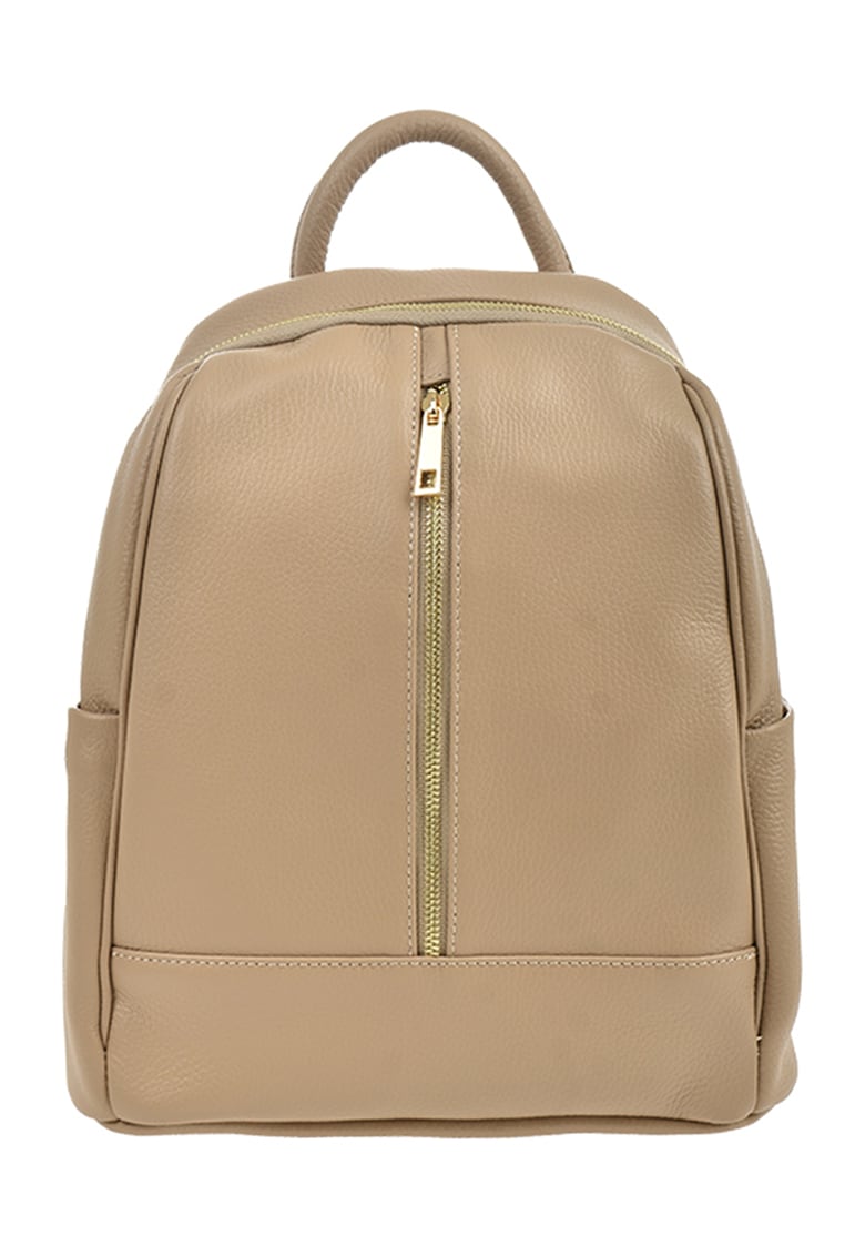 Oferte la Rucsac de piele cu buzunare exterioare - Maro nisip