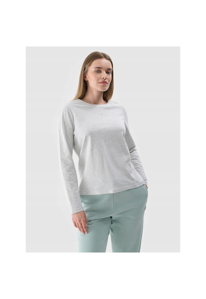 Oferte la Tricou Dama Oversize Maneca Lunga  Gri Deschis - Bumbac - Casual & Sportstyle - XS-XXL