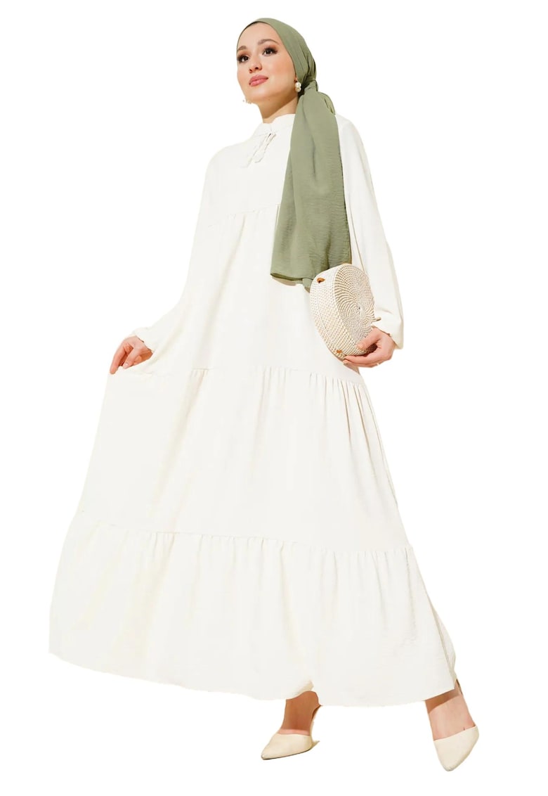 Oferte la Rochie maxi dama - HiCCUP - poliester/lycra - croiala lejera - alb