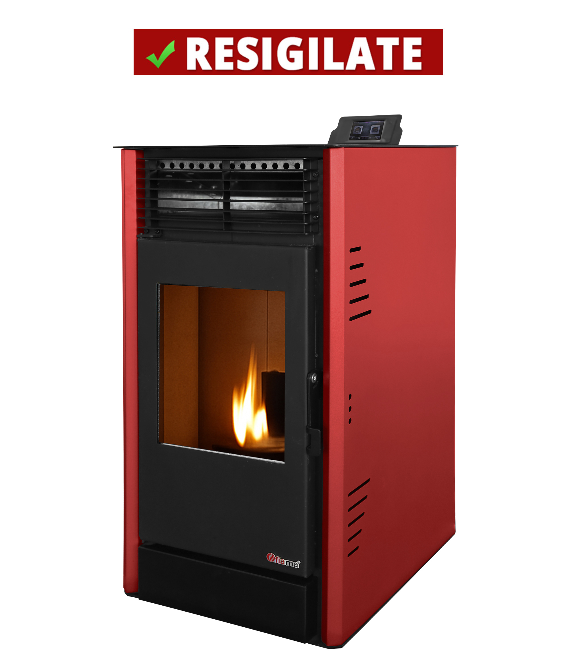 Oferte la PRODUS RESIGILAT CU MICI LOVITURI DAR IN PERFECTA STARE DE FUNCTIONARE 445560 !!! Semineu pe peleti cu aer cald Fiama Fuoco 8 kw aprindere electrica tiraj fortat wifi focar din fonta recomandat pentru 75 mp Bordeaux