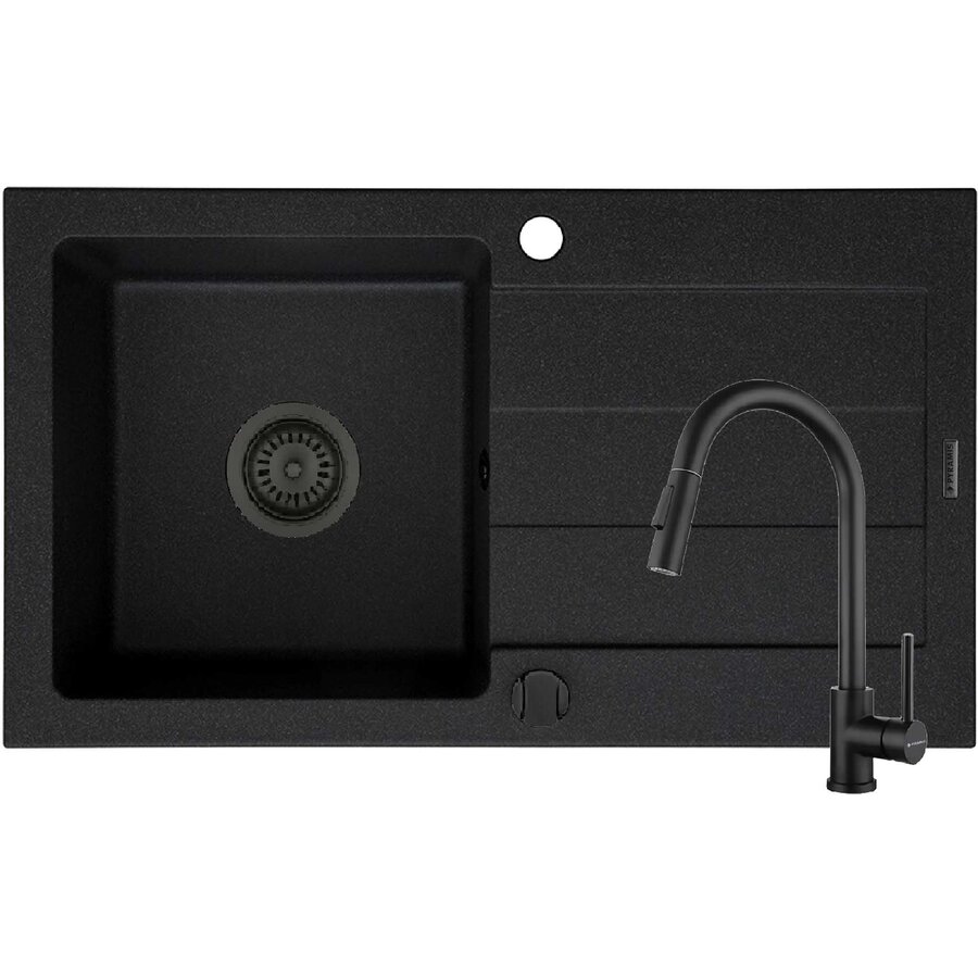Oferte la Set Chiuveta Pyragranite Sparta si Baterie Idea Negru