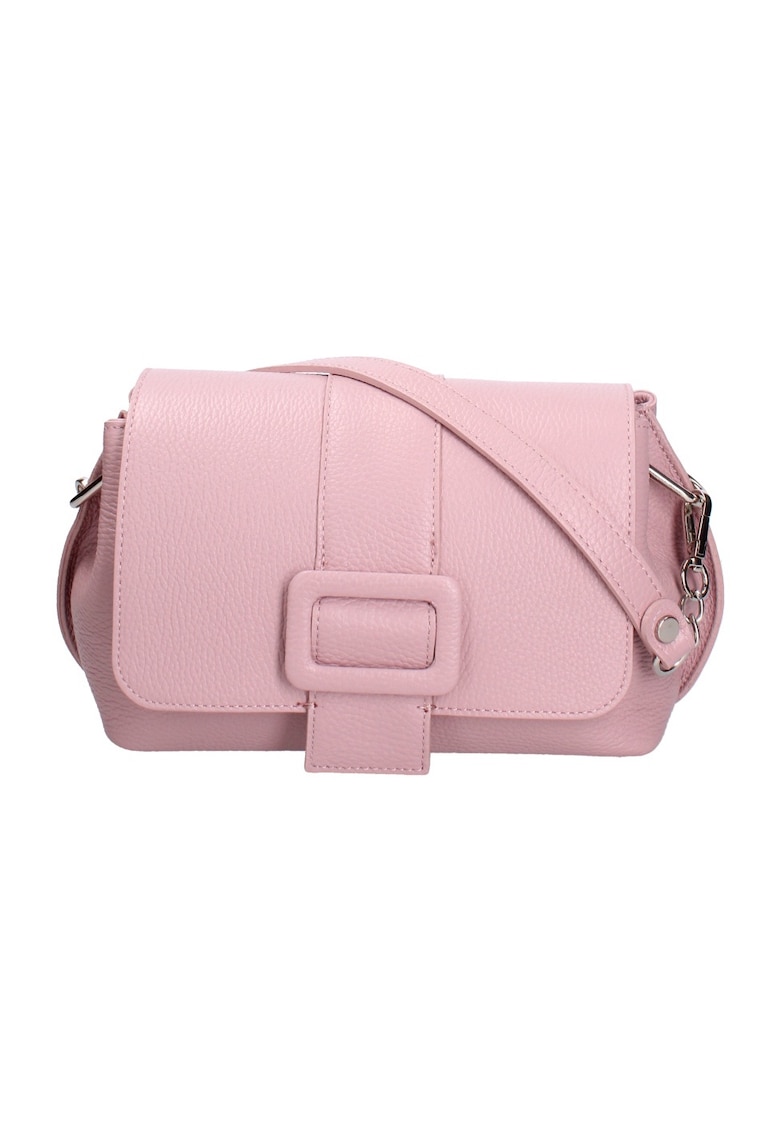 Oferte la Geanta crossbody de piele cu clapa - Roz deschis