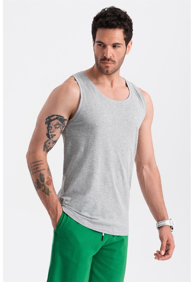 Oferte la Top din bumbac cu model uni - Gri melange