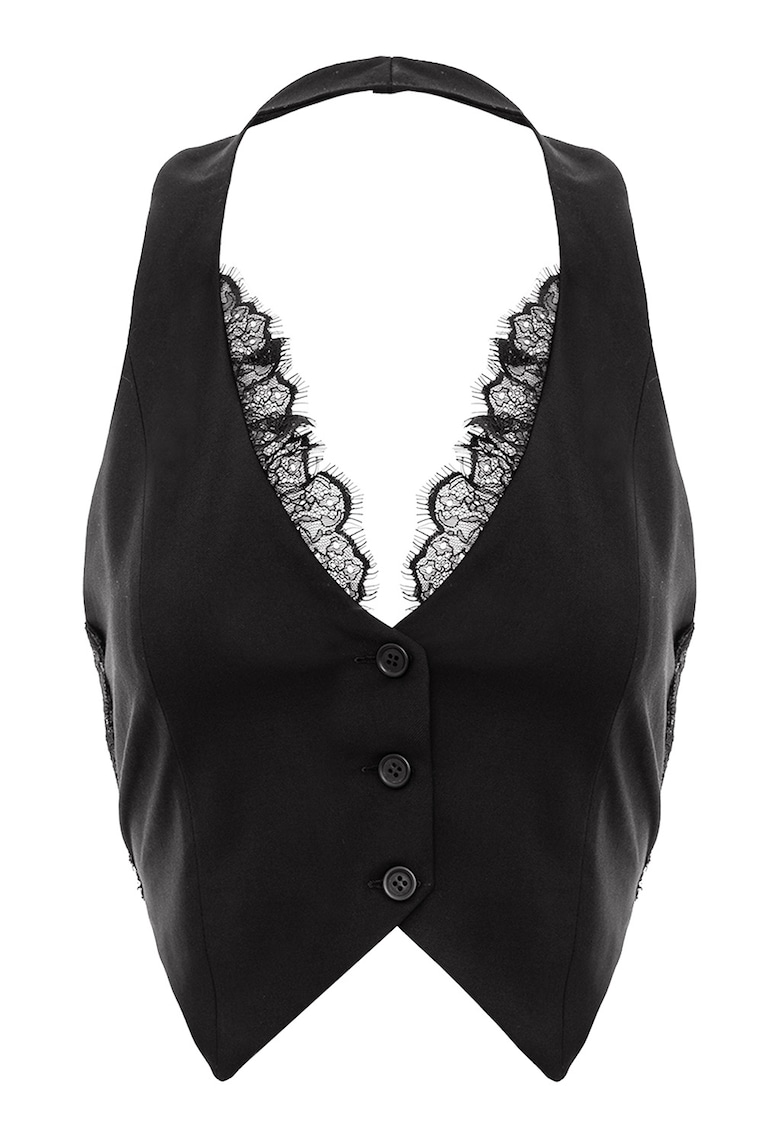 Oferte la Top halter cu detalii de dantela - Negru