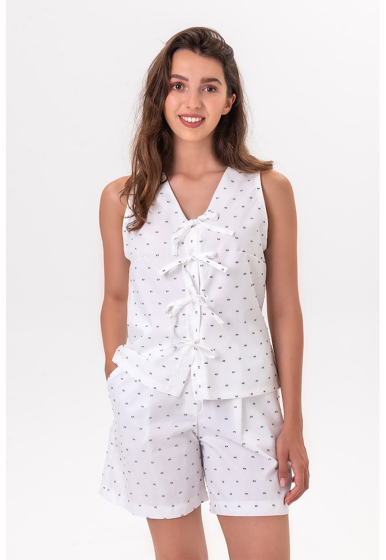 Oferte la Set de top cu model si pantaloni scurti - 2 piese - Gri carbune/Alb optic