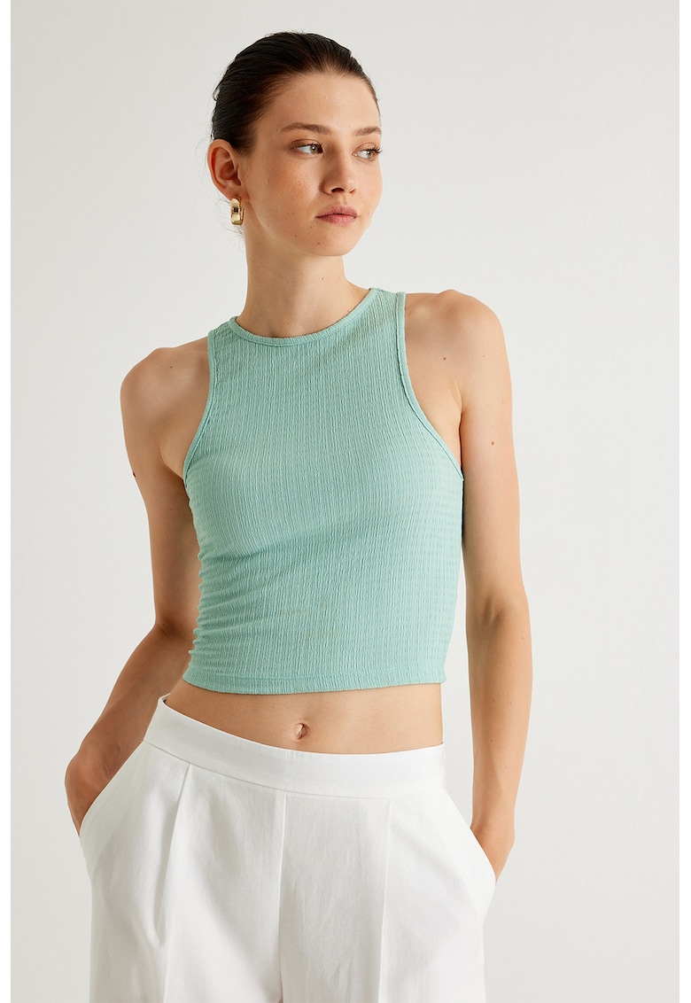 Oferte la Top crop cu aspect texturat - Verde menta