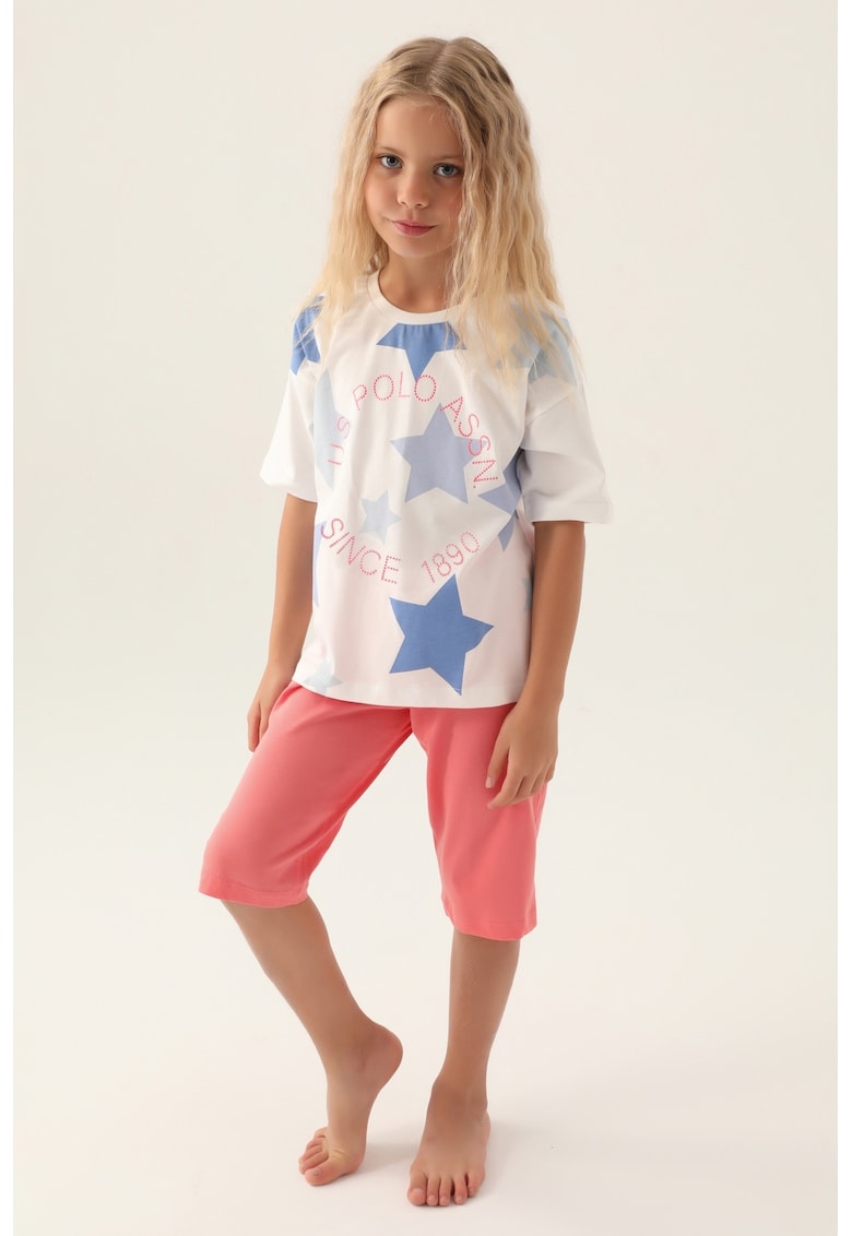 Oferte la Pijama cu stele si maneci cazute - Alb/Roz