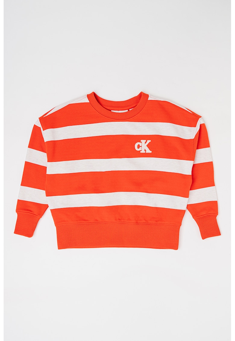 Oferte la Bluza de trening in dungi cu maneci cazute - Rosu vermillion/Alb murdar