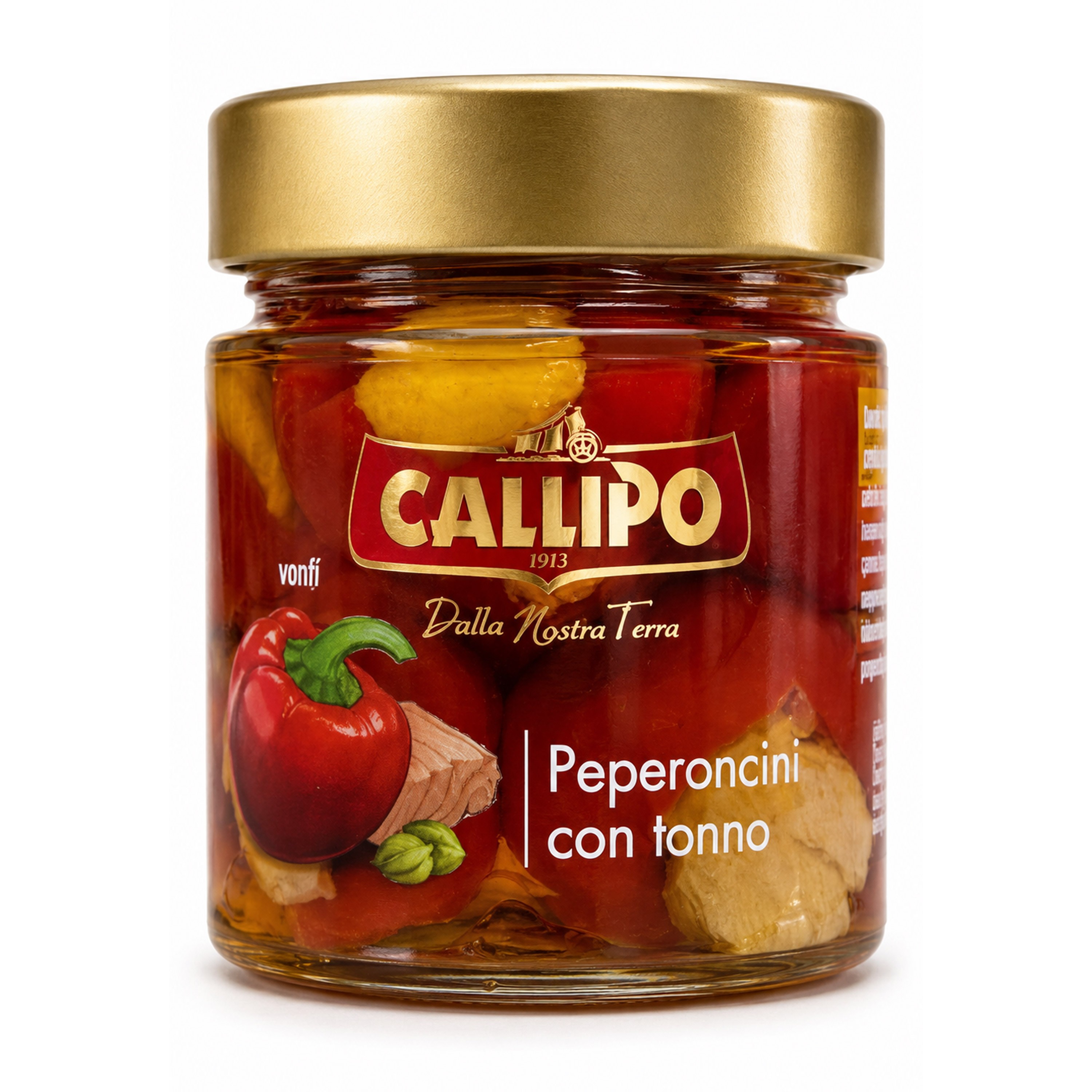 Oferte la Ardei roșii peperoncini în ulei de măsline, cu ton, 225g Callipo