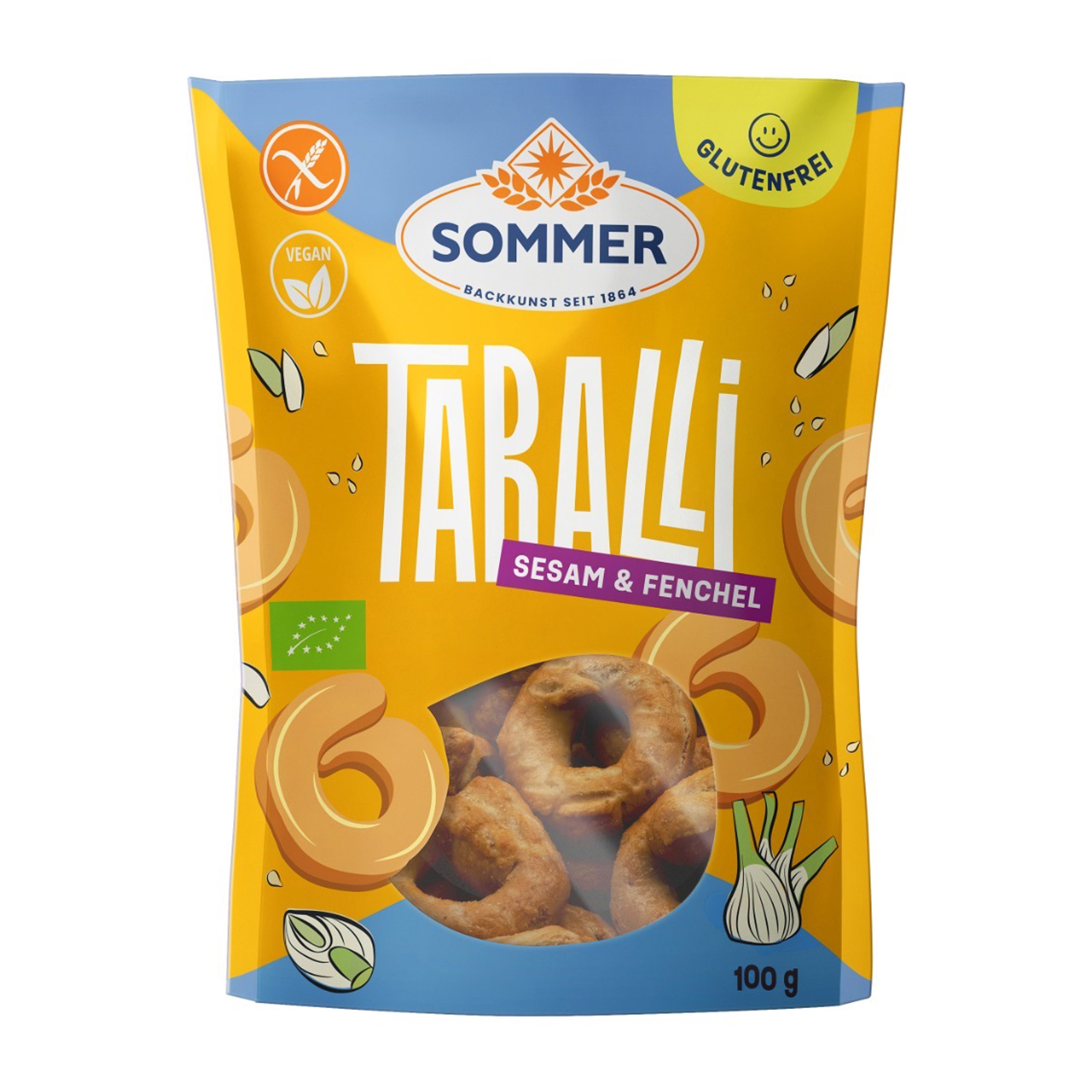 Oferte la Taralli bio fara gluten cu fenicul si susan, 100g Sommer