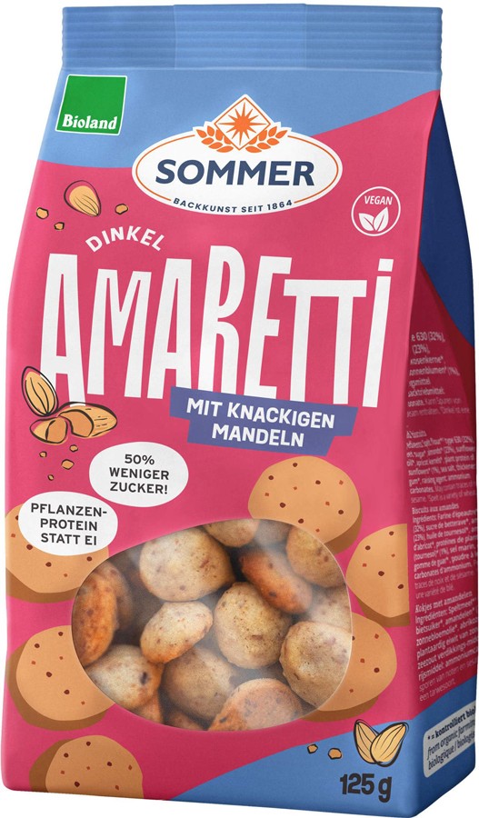 Oferte la Biscuiti bio Amaretti din faina de grau spelta cu migdale, 125g Sommer