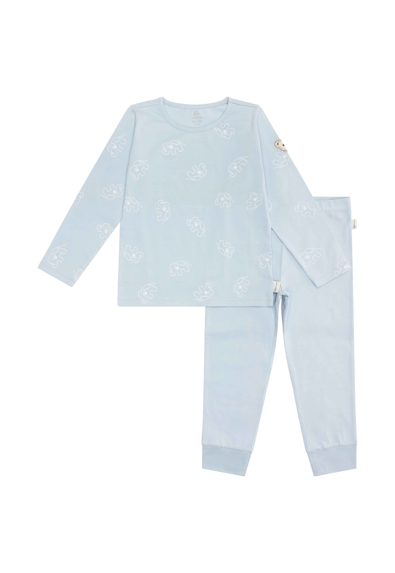 Oferte la Pijama lunga cu imprimeu cu elefanti - Albastru