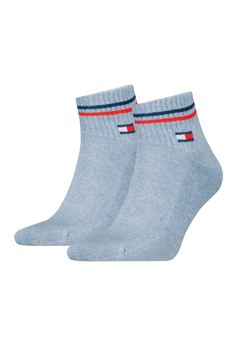 Oferte la Set de sosete scurte unisex - striate - 2 perechi - Albastru glaciar