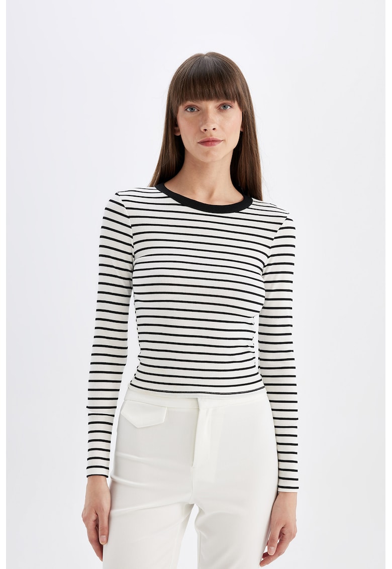 Oferte la Bluza slim fit cu dungi - Alb/Negru