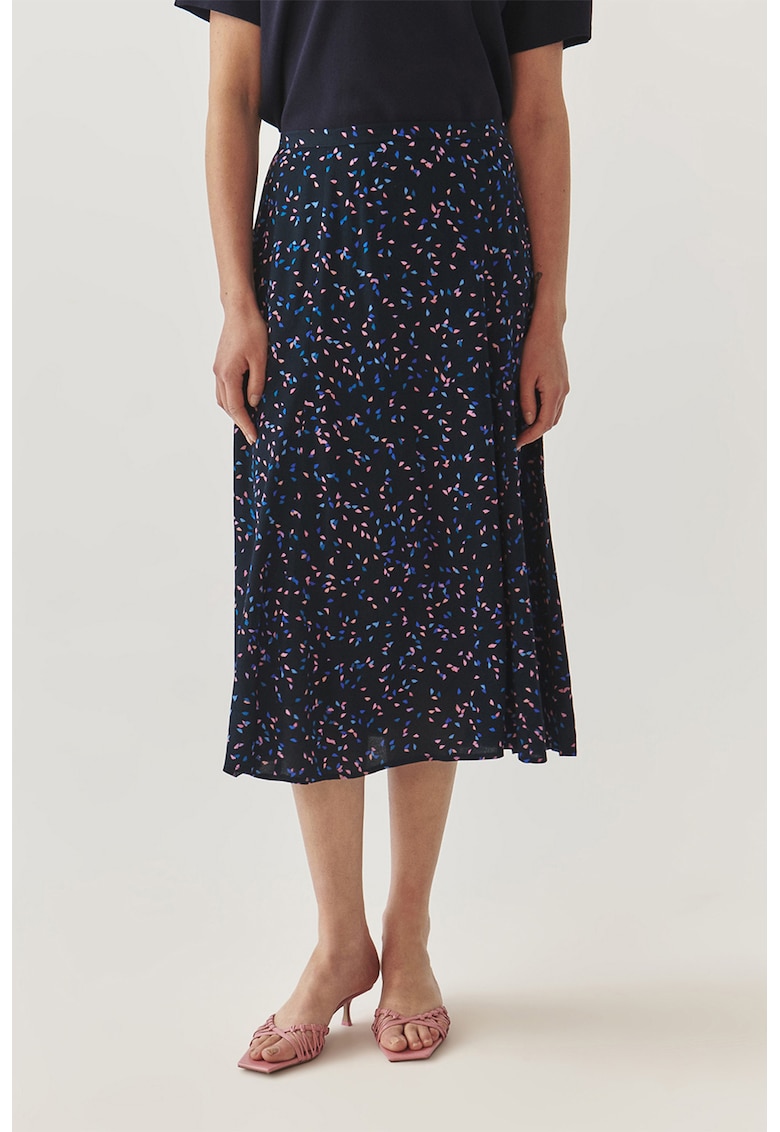 Oferte la Fusta midi cu model grafic Sini - Roz pastel/Albastru deschis/Bleumarin