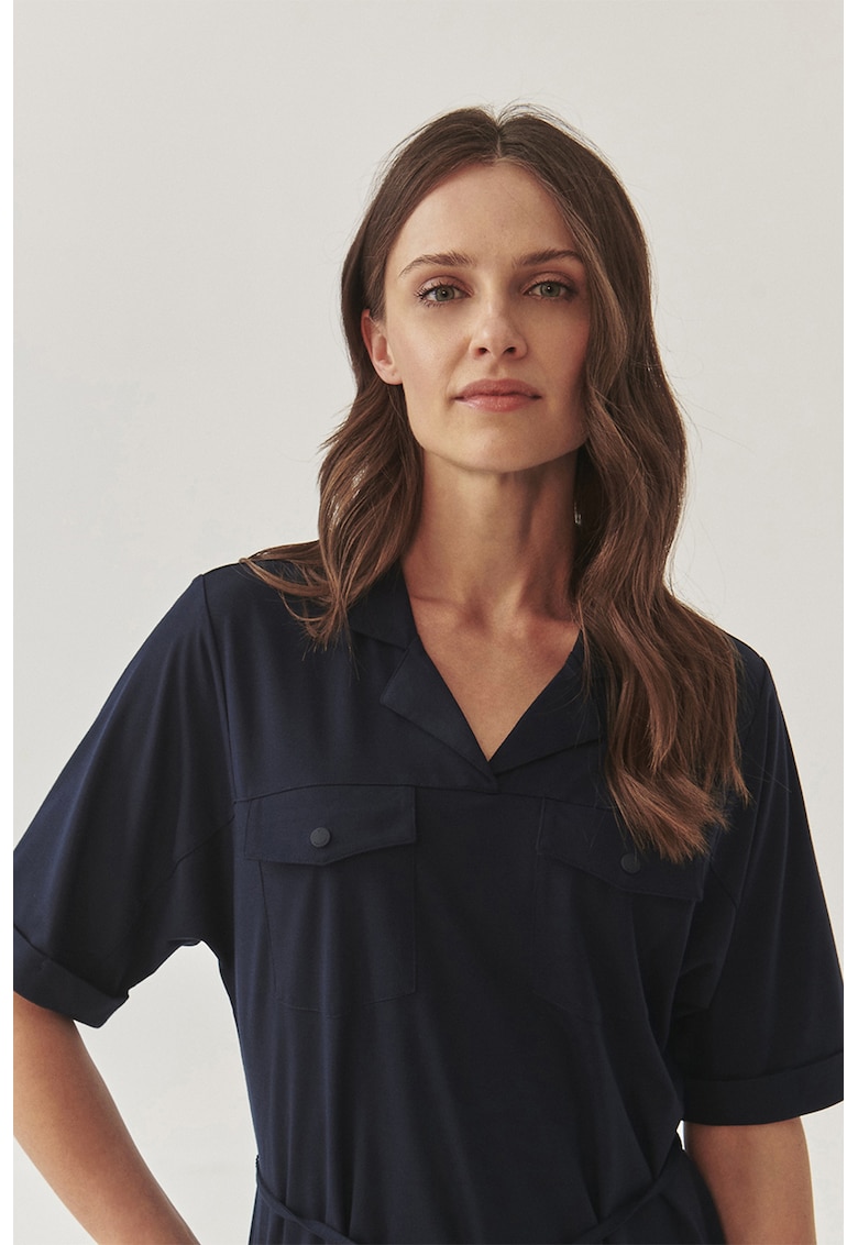 Oferte la Rochie midi cu snur in talie Zoya - Albastru ultramarin