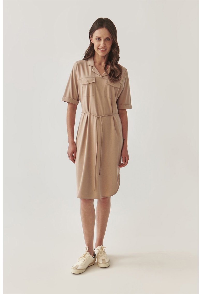 Oferte la Rochie midi cu snur in talie Zoya - Maro nisip