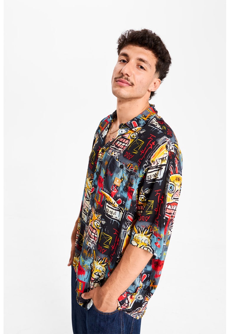 Oferte la Camasa unisex supradimensionata din viscoza - Multicolor