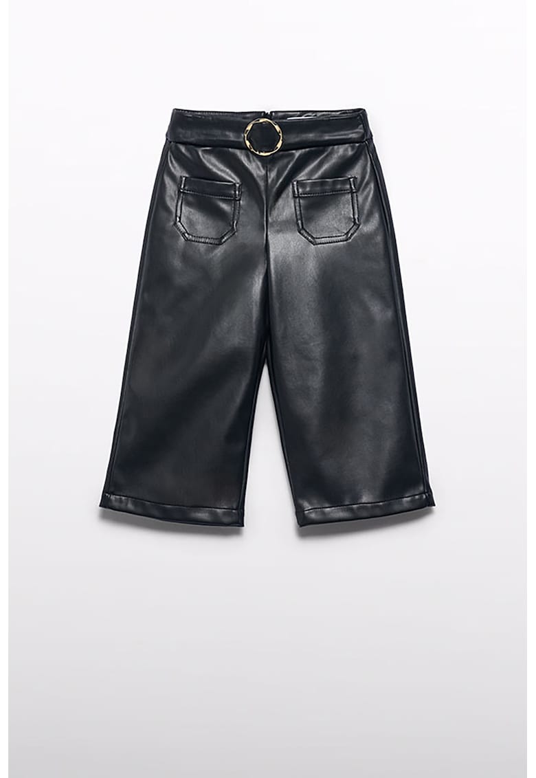 Oferte la Pantaloni de piele ecologica cu croiala ampla - Negru