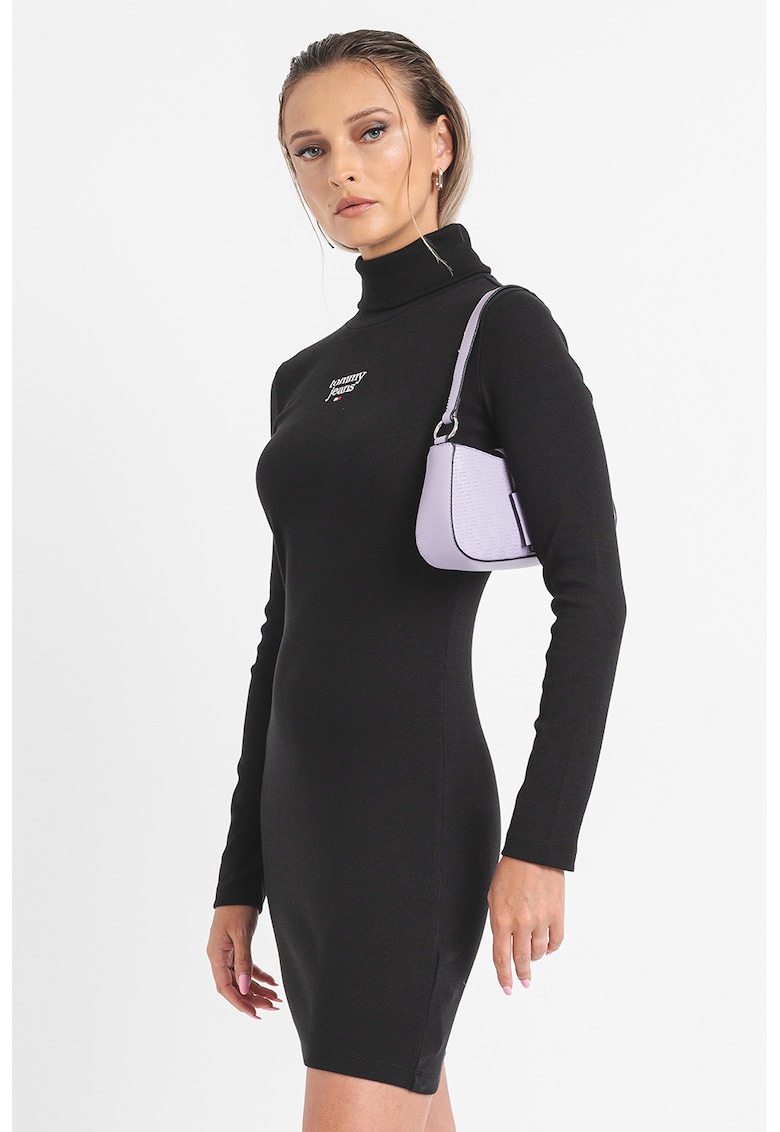 Oferte la Rochie mini cu guler inalt - Negru