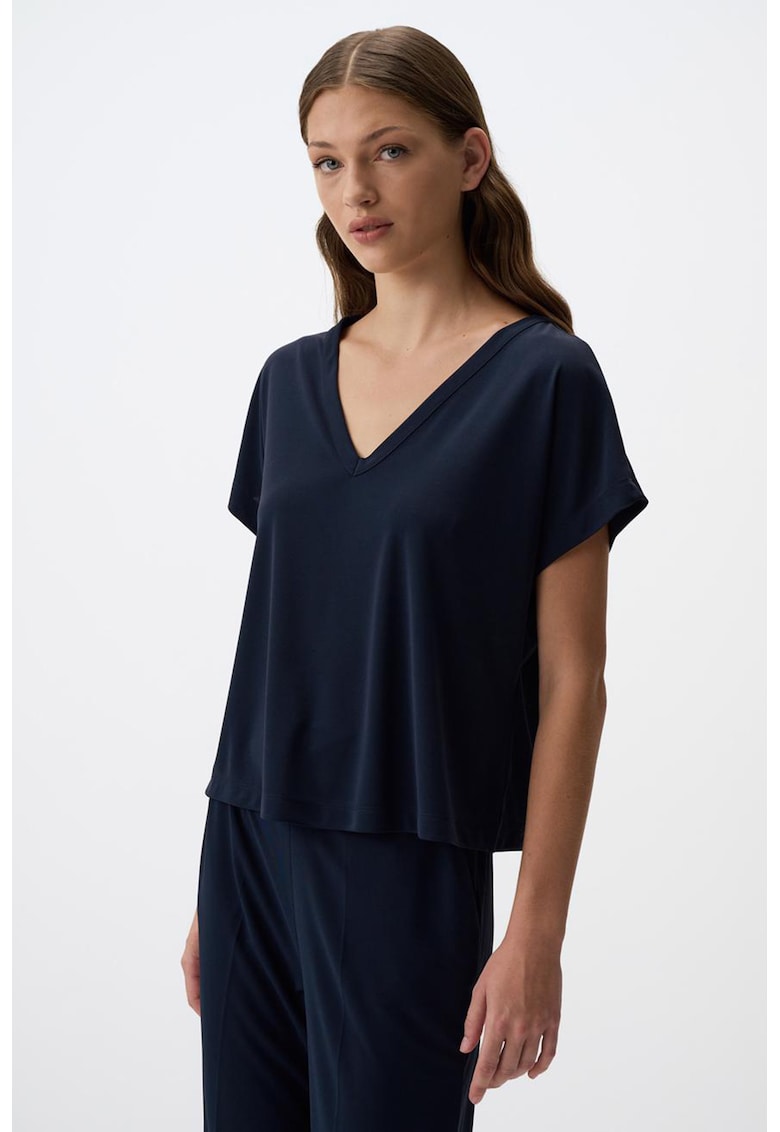 Oferte la Bluza lejera cu decolteu n V - Bleumarin