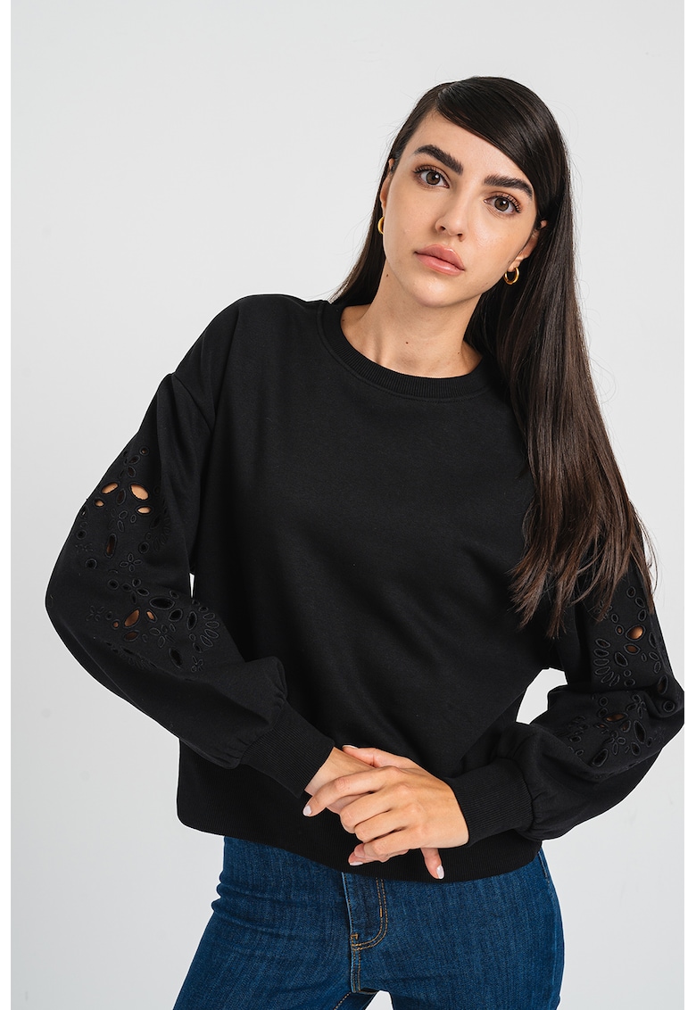 Oferte la Bluza de trening din amestec de bumbac cu perforatii Winnie - Negru stins