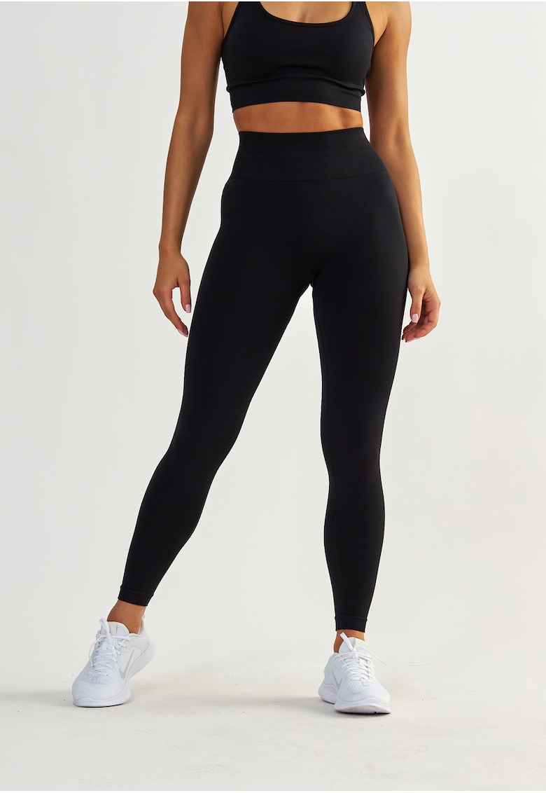 Oferte la Colanti crop cu talie inalta pentru antrenament - Negru